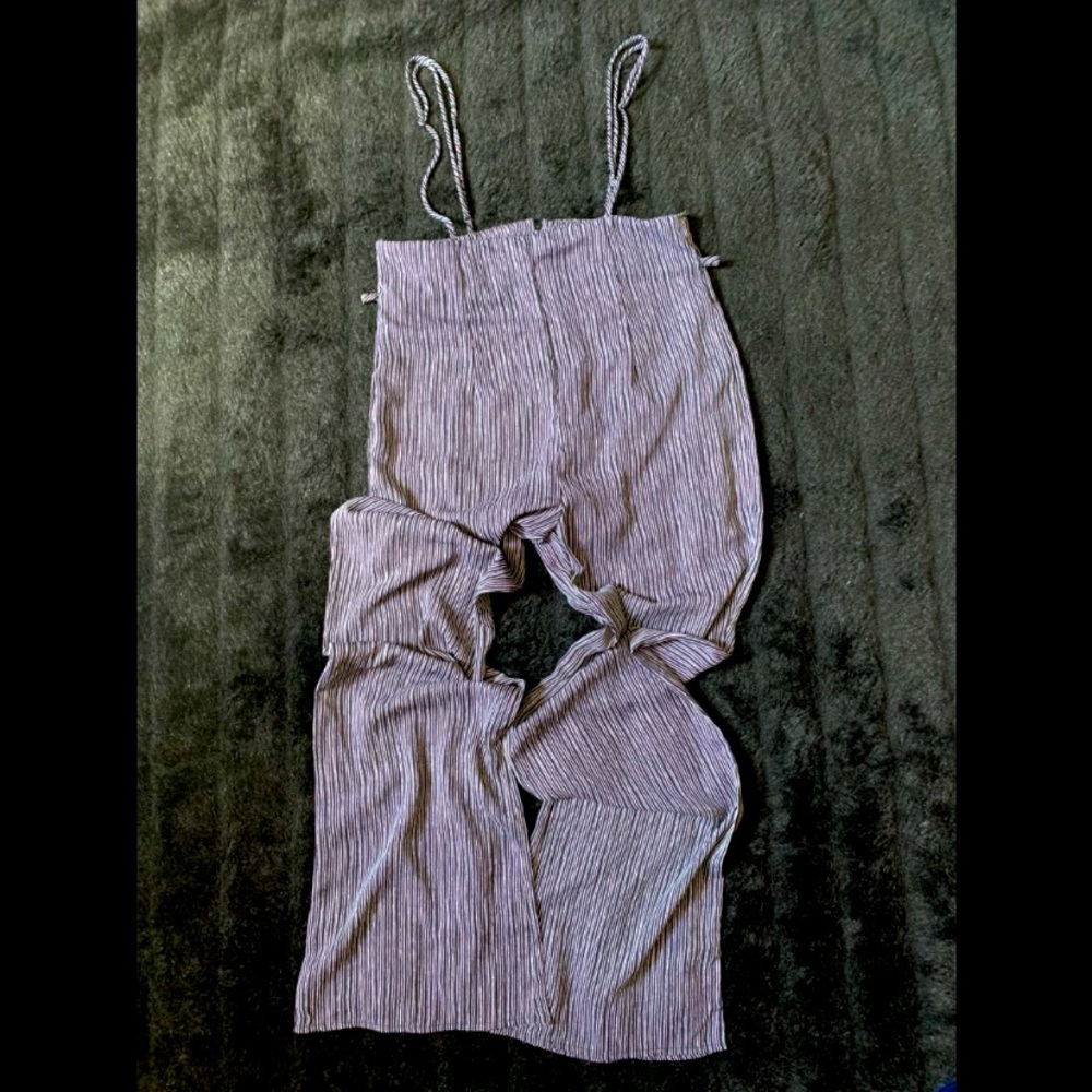 Emory Park Navy Striped Topless Overall Jumpsuit (Windsor) Size Med New w/ Tags
